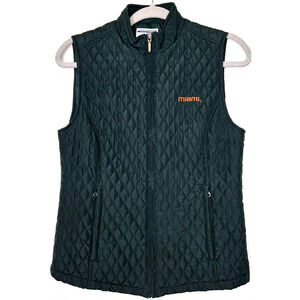 Vintage 90s Womens UM Quilted Vest Small Green Miami Hurricanes University Y2K